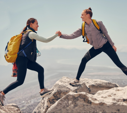 women mountain climbing