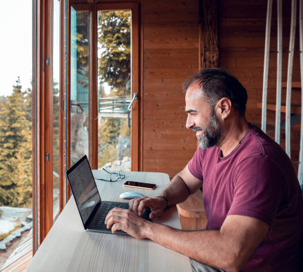 man on computer